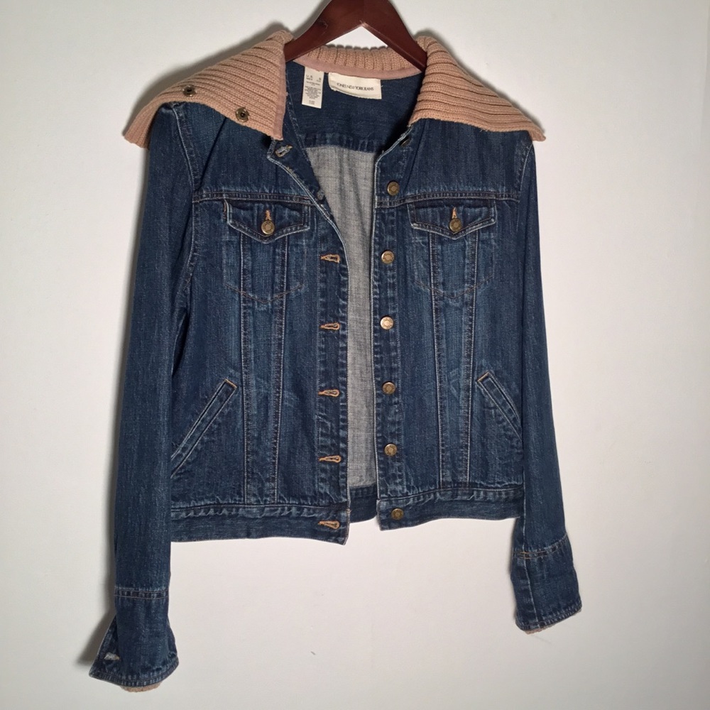 Denim Jacket with Knit Accents